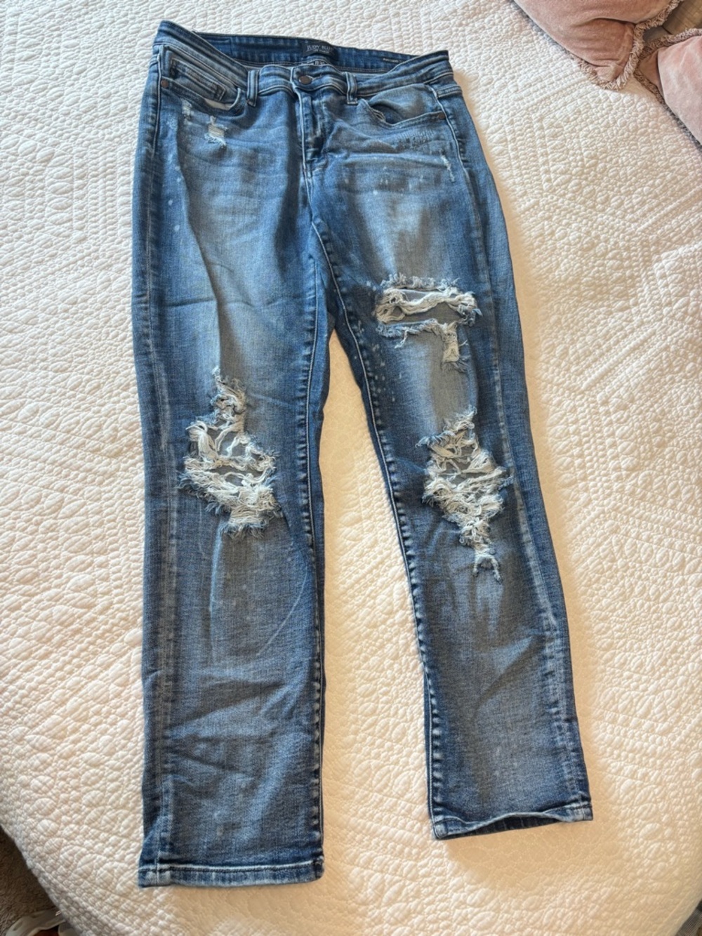 Judy Blue Distressed Medium Blue Skinny Jeans 11 / 30